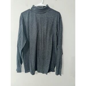 L.L. Bean Mens Size L Traditional Fit Gray Cotton Long Sleeve Mock Neck Shirt‎